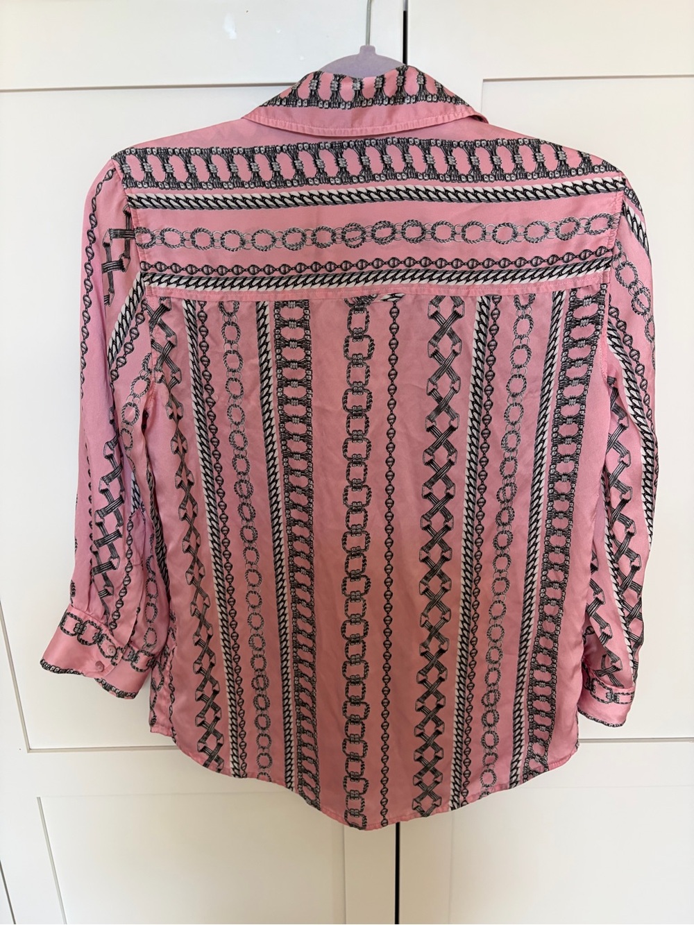 L'AGENCE Pink Chain-Stripe Silk Button-Down Blouse - Picture 3 of 3
